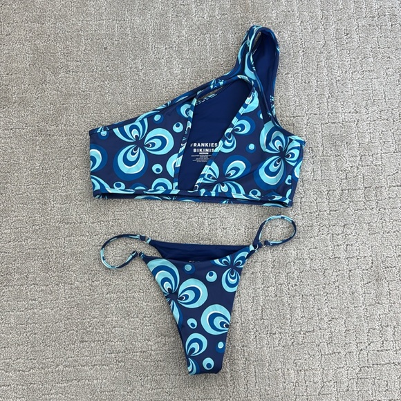 Frankie’s Bikinis set - Syd top / Layla bottom in Amulet blue flower daisy Y2K - Picture 12 of 12